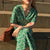 Green Women Korea Chic Summer Dress Printed Flower V-neck Dress for Women Casual High Waist Mid Length Dress Vestido 14146