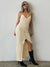 Sexy Spaghetti Strap Low Cut Maxi Dress Women Ribbed Buttons Up Elegant Robe Vestidos 2022 Summer Evening Party Club Clothes