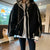 Deeptown Black Women Jacket Korean Fashion Oversized Casual Harajuku Zipper Thin Fleece Coat Female Outerwear Crop Street Style