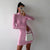 Sexy Pink Mini Dress Autumn Clothes Half High Neck Long Sleeve Club Outfits Elegant Party Dresses For Women Skirts Fashion 2022