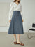 FSLE Office Lady Newly Autumn 2021 Women Clothes Denim Plaid A-line Skirt Temperament Casual Retro High Waist Skirt