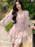 Spring Summer Sweet Two Piece Set Sexy Backless Shirt Crop Top + Cake Skirt Suits Floral Chiffon Boho Beach Outfits For Women