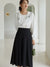 DUSHU Elegant Black Long Skirt Pleated Skirt Women Vitnage White High Waist Skirt Female Autumn Winter A-line Skirt