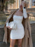 Side with Me Square Collar Long Sleeve Bodycon Sexy Mini Women Dresses 2022 Summer Party Club Elegant Robe Dress for Women