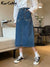 Jean Skirts Womens 2022 Long Summer For Ladies Vintage Blue Embroidery Denim Skirt Long Women Denim Skirts Embroidery For Women