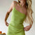 Green Knitted Slanted Shoulder Halterneck Suspender Women Dress Summer Sexy Elegant Party Dinner Club Ladies bohemia Vacation