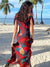2022 Boho Print Cold Shoulder Vacation Beach Dress Women Summer Clothes Sexy See Through Spaghetti Strap Club Party Dress A1143