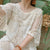 Mori Girl Vintage Fairy Lace Dress Flare Sleeve Hollow Crochet Embroidery Medium Length Loose Waist Women Bohemian Dress Vestido