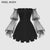 Goth Women Black Long Sleeve Gothic Dress Vintage Elegant Office Lady Date Night Dresses Fashion A-Line Cool Girls Female Dress