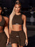 Kliou Sporty Solid Letter Two Piece Set Women Ribbed Skinny Tank Tops+ Loose Casual Bandage Shorts Matching Female Tracksuit