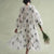 Johnature 2022 Summer New Japanese Linen Embroidery Floral Women Dresses Vintage Loose Tie O-neck Female Dress