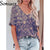 5XL Oversized Ladies Tops Women Plus Size Fashion Print T Shirt Loose V-Neck Short Sleeve Casual Tee Top Summer New Streetwear